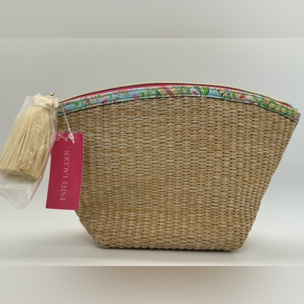 NWT EstΓ©e Lauder wicker cosmetic bag